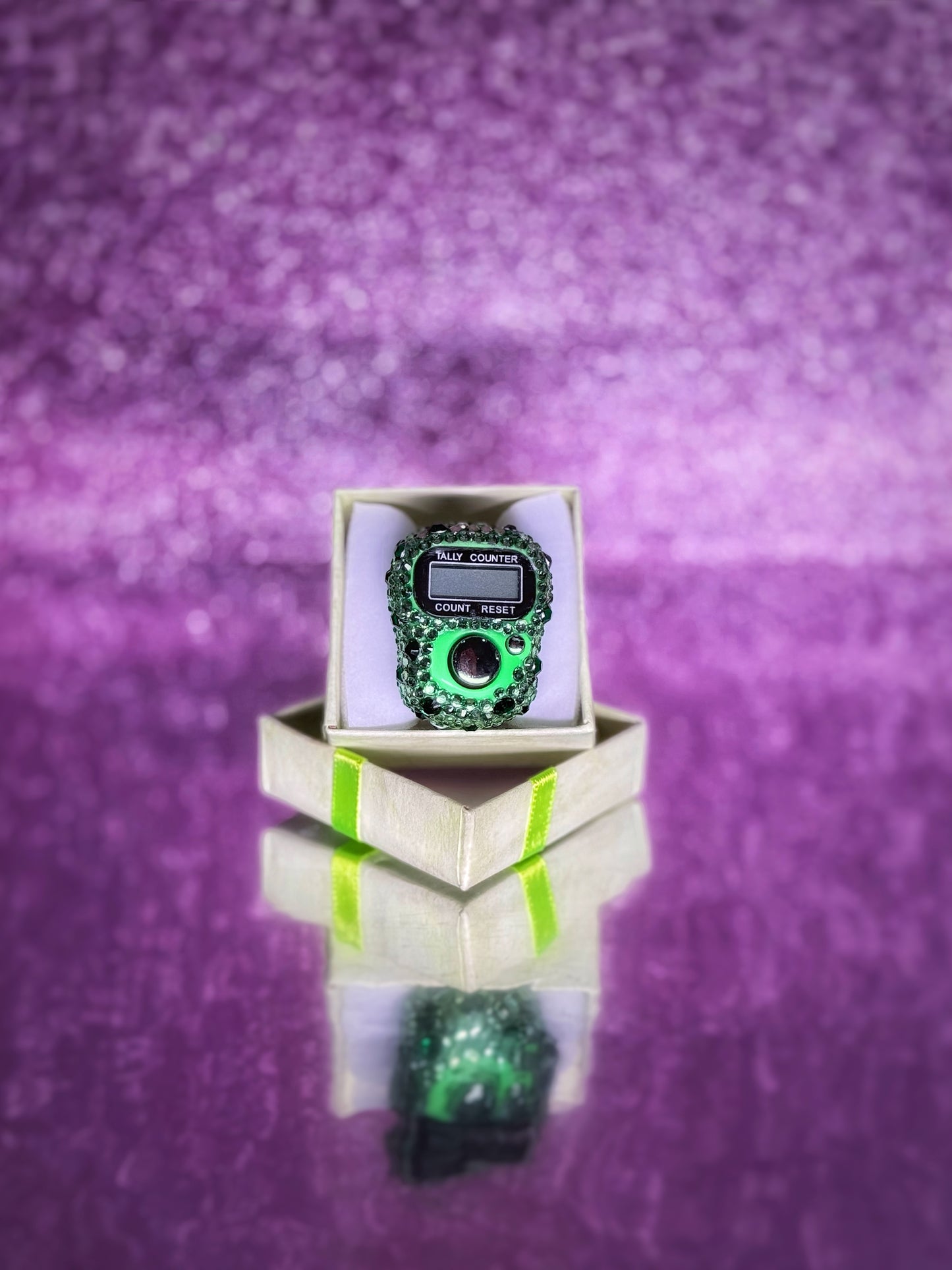 Emerald Grace – Green Digital Jaap Mala Counter for Mantra Chanting & Meditation